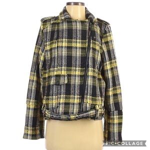 Honey Punch Tweed Plaid Moto Jacket
